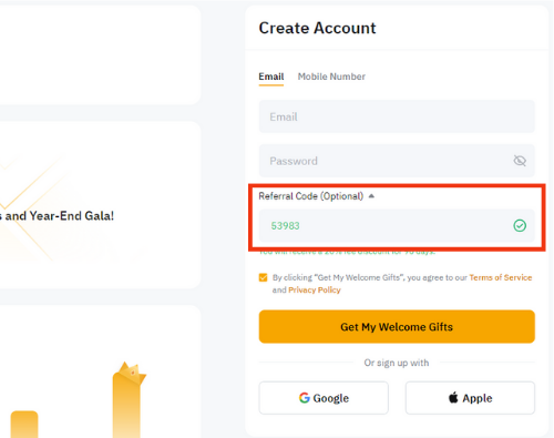 코인 거래소 신규 가입 이벤트 참여를 위한 바이비트 거래소 가입 방법을 설명하고 있다. 바이비트 회원가입 시 추천인 코드인 레퍼럴 코드 '53983'를 입력하면 여러가지 혜택이 있다. 